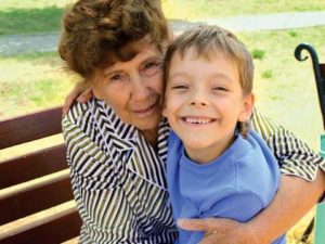 Grandmother and Grandson hug