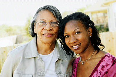 Women outside assisted living